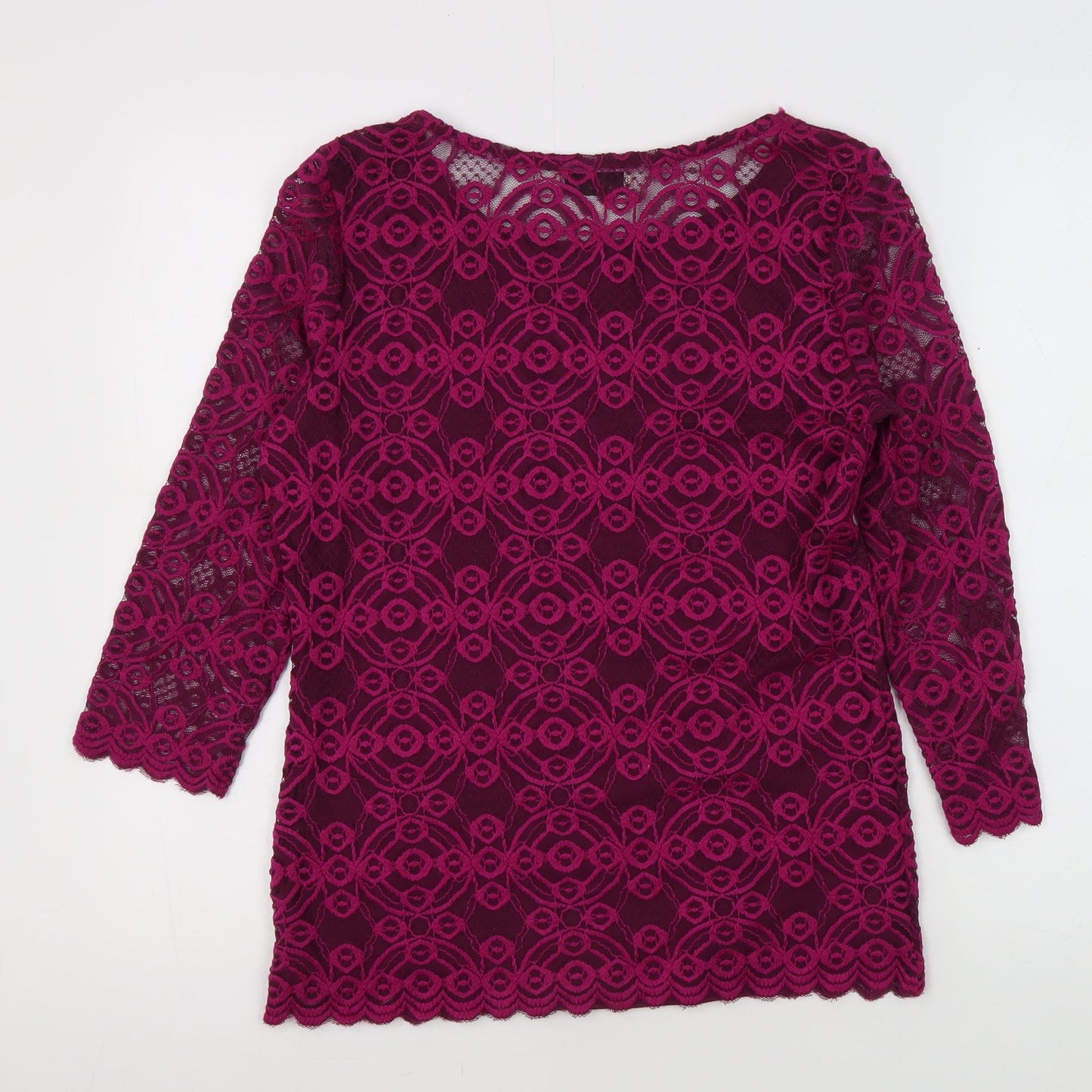 Marks and Spencer Women's Purple Lace 3/4 Sleeve Blouse Size 10