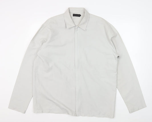 Men's Beige XL Button-Up Shirt - Contemporary Style