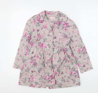 Additional front view of bluezoo girls’ multicoloured floral cotton coat 4 years