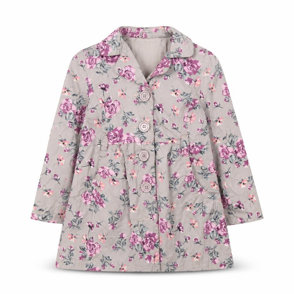 Front view of bluezoo girls’ multicoloured floral cotton coat 4 years