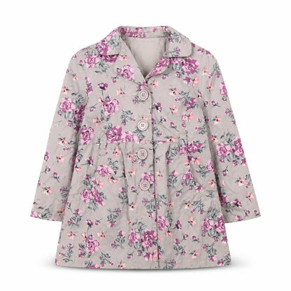 Front view of bluezoo girls’ multicoloured floral cotton coat 4 years