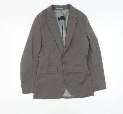 Additional front view of ASOS Design Men's Grey 34 Blazer, Regular Fit