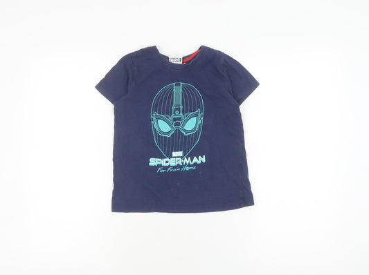 Marvel Boys Blue Spider-Man T-Shirt 5-6 Years Casual Graphic