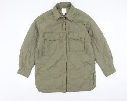 H&M Women's Green Quilted Jacket Size 12