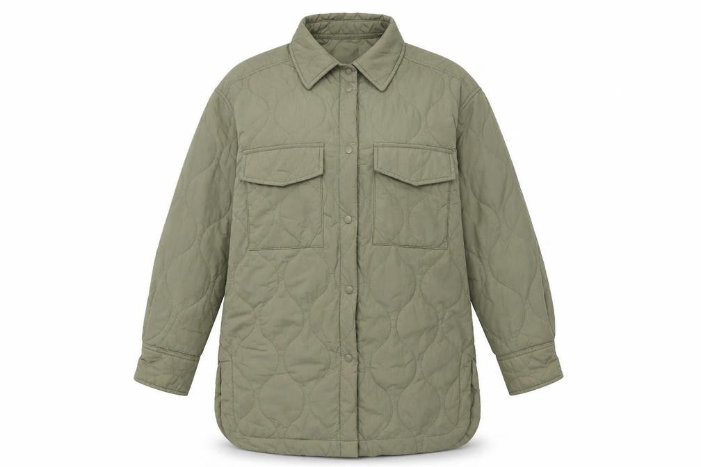 H&M Women's Green Quilted Jacket Size 12