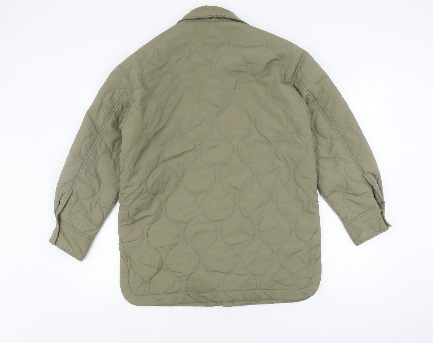 H&M Women's Green Quilted Jacket Size 12