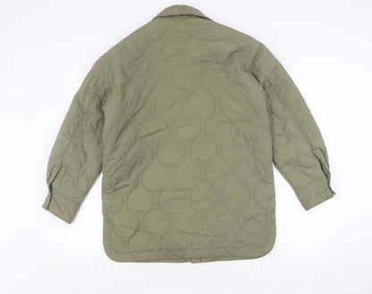 H&M Women's Green Quilted Jacket Size 12