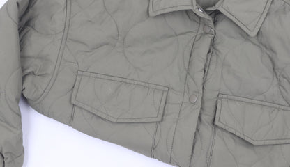 H&M Women's Green Quilted Jacket Size 12