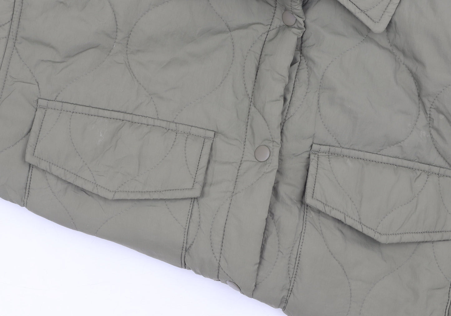 H&M Women's Green Quilted Jacket Size 12