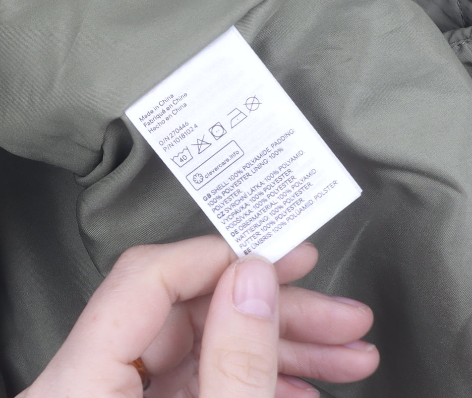 H&M Women's Green Quilted Jacket Size 12