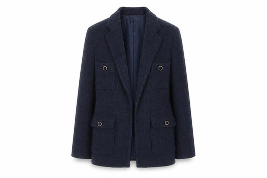 Marks & Spencer Women's Blue Boucle Blazer, Size 10