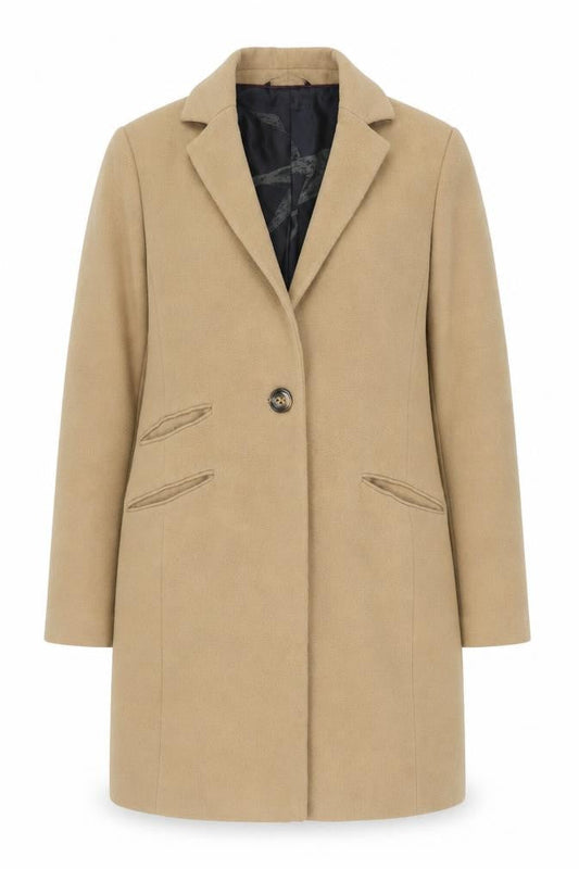 Next Women's Beige Wool Blazer, Size 10, Mid-Length