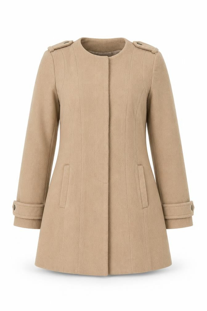Carina Duek Women's Beige Mid-Length Wool Coat