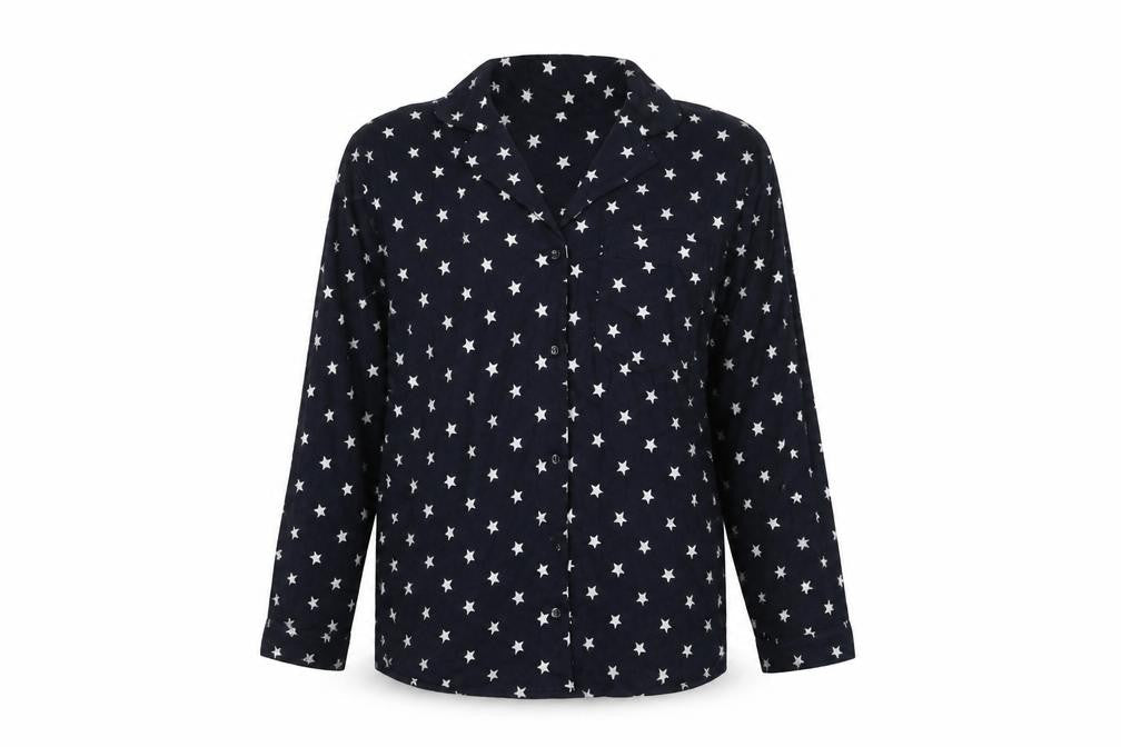 Hush Women's Black Star Pyjama Top XS Long Sleeve