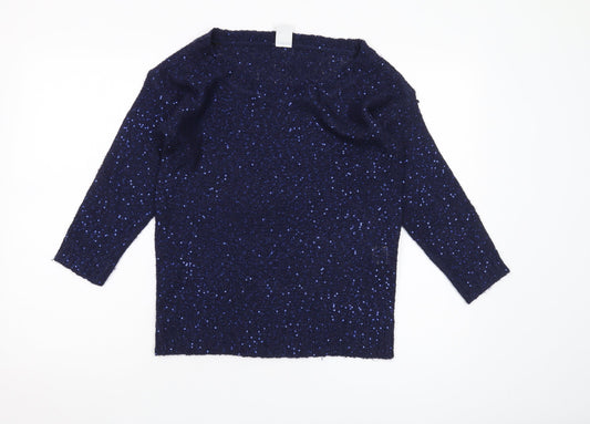 Vero Moda Women's Blue Sequin Pullover Jumper M