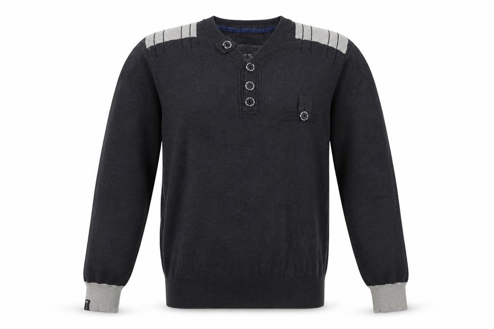 Henleys Men's Grey Henley Jumper, M, Long Sleeve, Button Accent