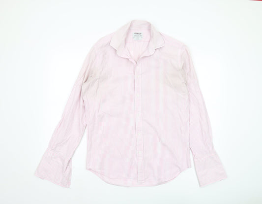 T.M.Lewin Men's Pink Slim Fit Striped Button-Up Shirt L