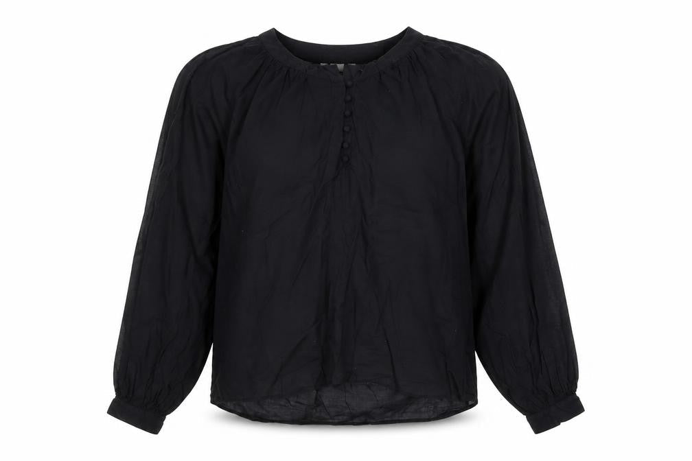 H&M Women's Black Blouse Size 6, Cotton, Long Sleeve