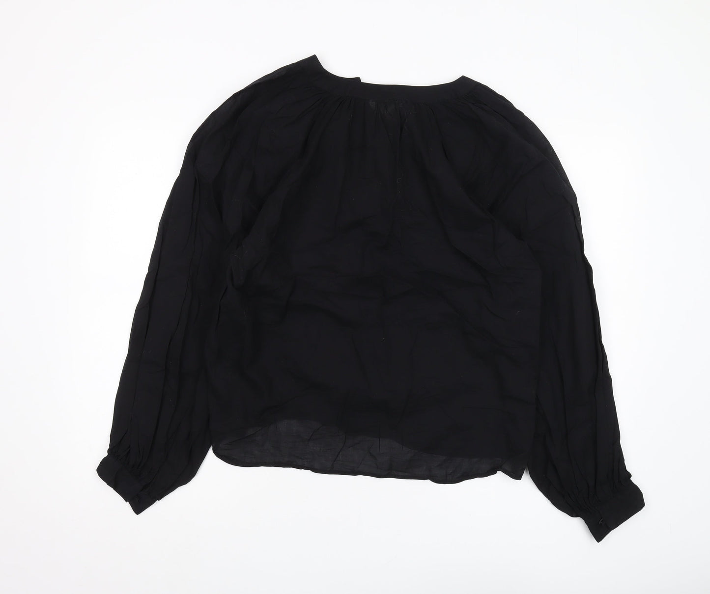 H&M Women's Black Blouse Size 6, Cotton, Long Sleeve