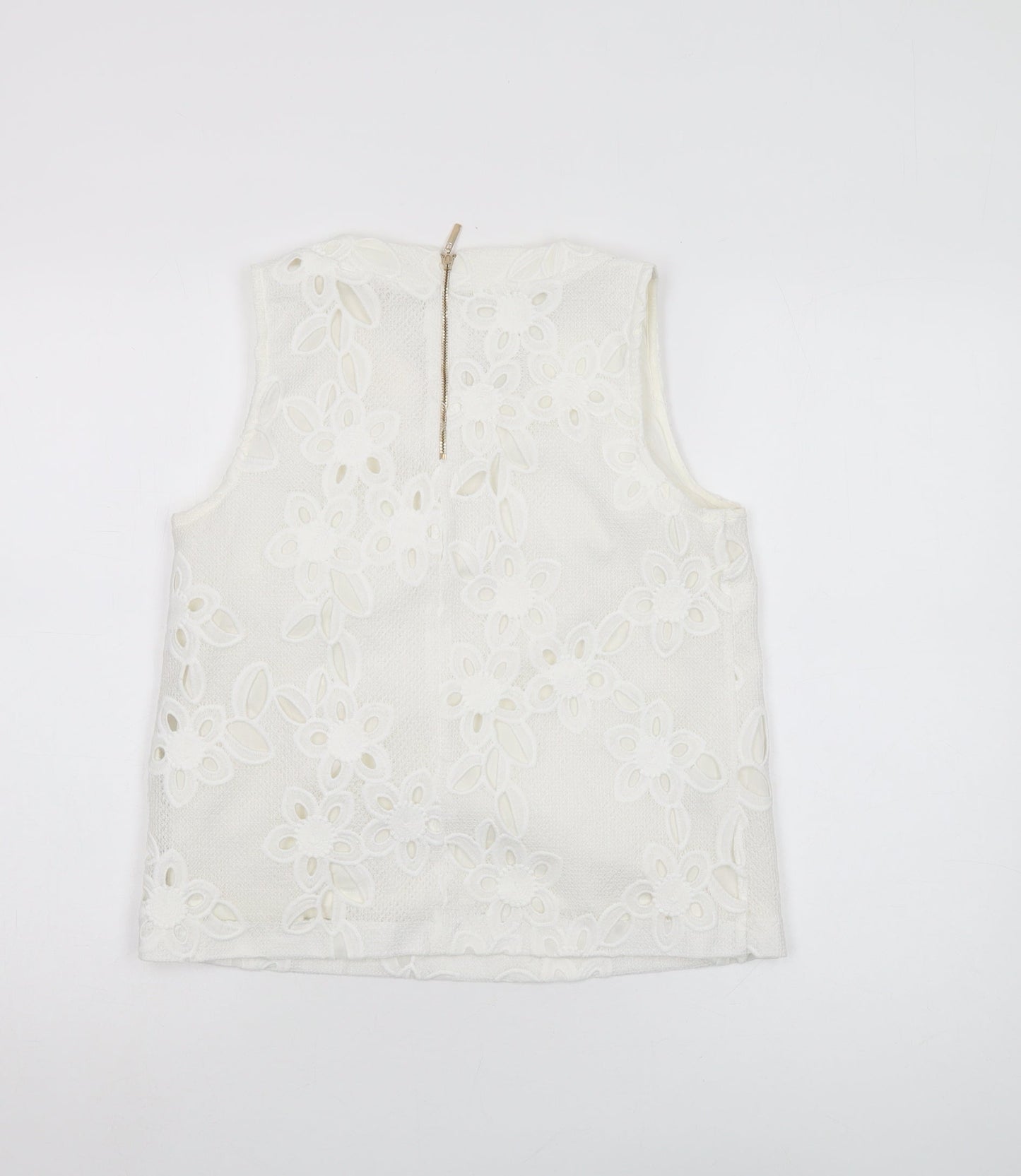 River Island Women's White Floral Tunic Blouse, Size 8