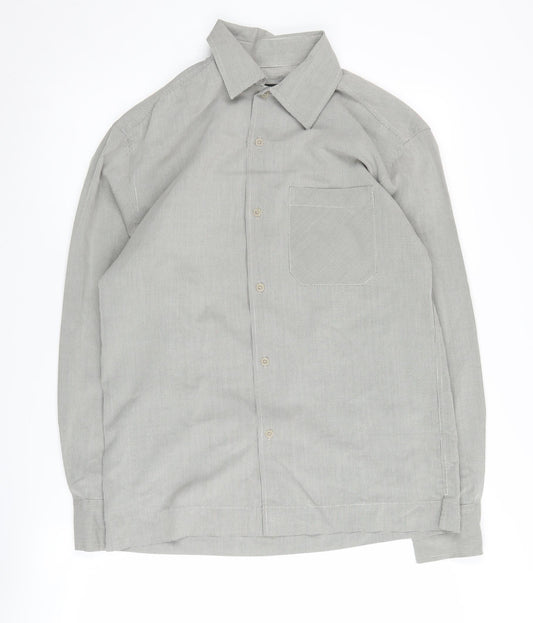 Next Men's Grey Check Long Sleeve Button-Up Shirt S