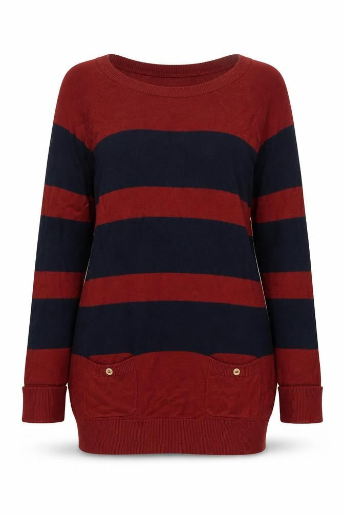 Warehouse Women's Multicoloured Striped Jumper Size 12