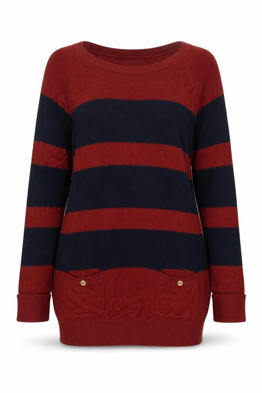 Warehouse Women's Multicoloured Striped Jumper Size 12