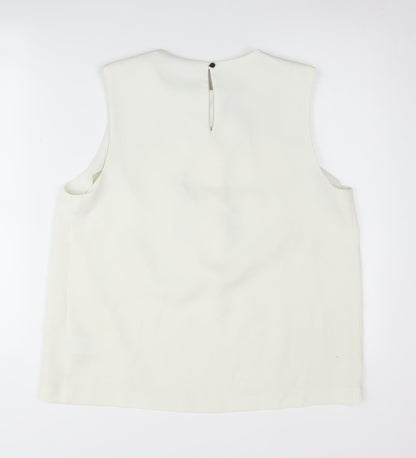 Warehouse Women's Ivory Blouse - Size 16, Crew Neck