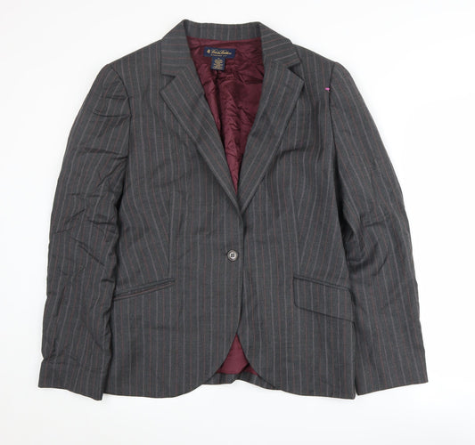 Brooks Brothers Women Grey Pinstripe Suit Jacket Size 14