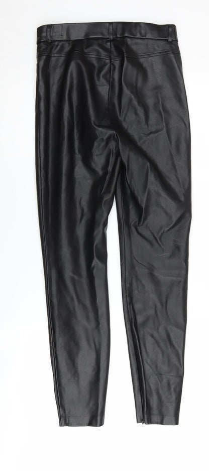 Zara Women's Black Faux Leather Trousers M
