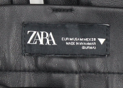Zara Women's Black Faux Leather Trousers M