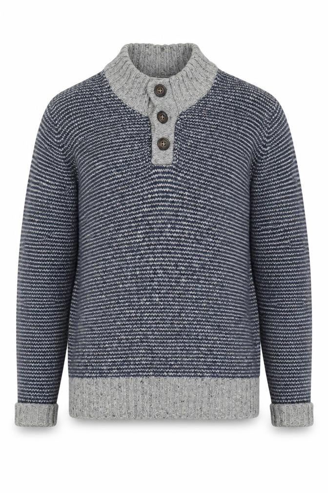 John Lewis Men's Grey Henley Jumper, L, Knit