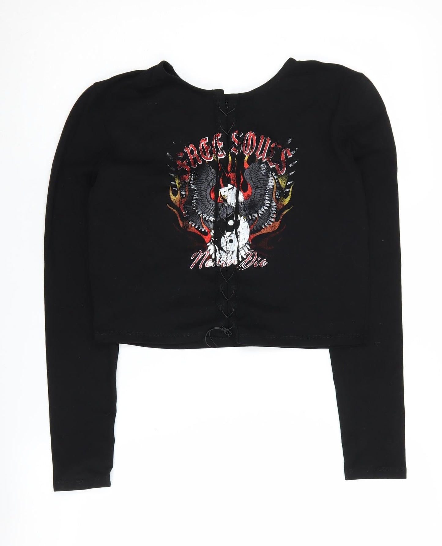 ASOS Design Women's Black Cropped Graphic T-Shirt, Size 14