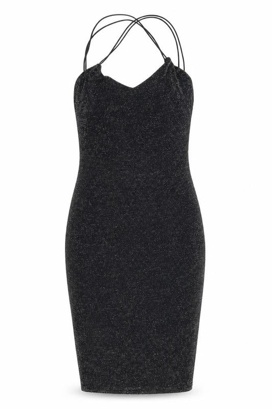 Lipsy Women's Black Bodycon Dress UK 12 Party Sparkle