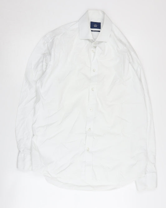 Moss 1851 Men's White Regular Fit Shirt, Size 39