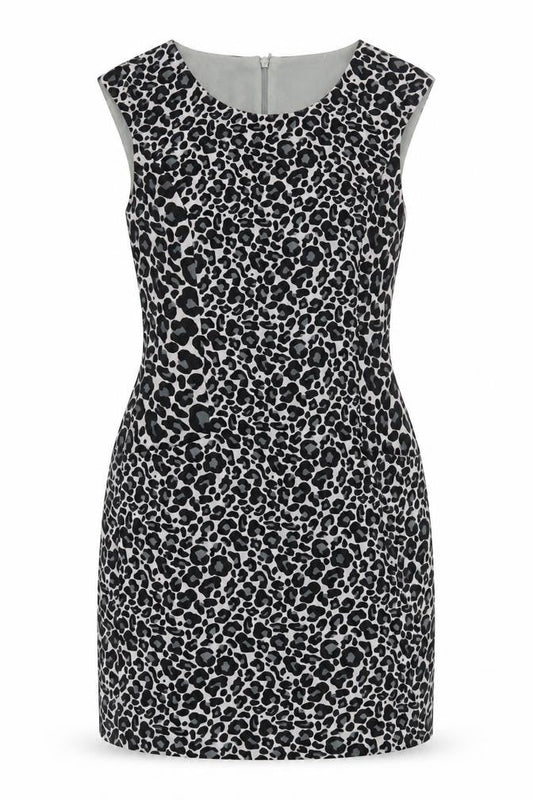 Oasis Women's Black Animal Print Shift Dress - Size 8