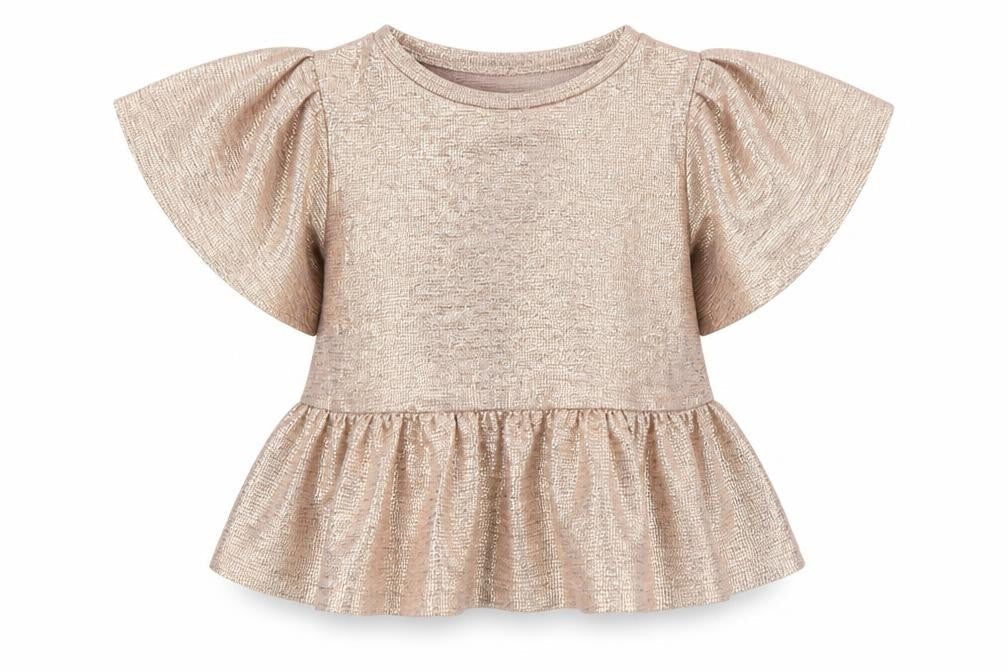Next Girls Gold Cropped T-Shirt 7 Years - Sparkling Party Style