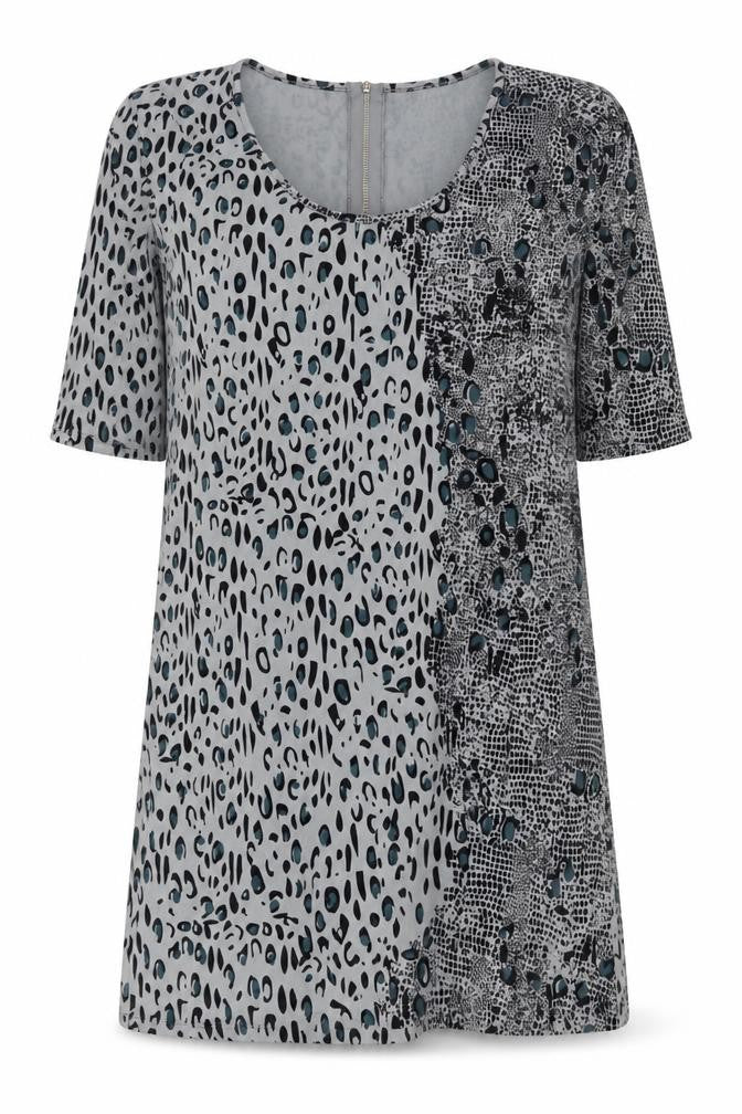 La Redoute Women Grey Animal Print Shift Dress Size 16