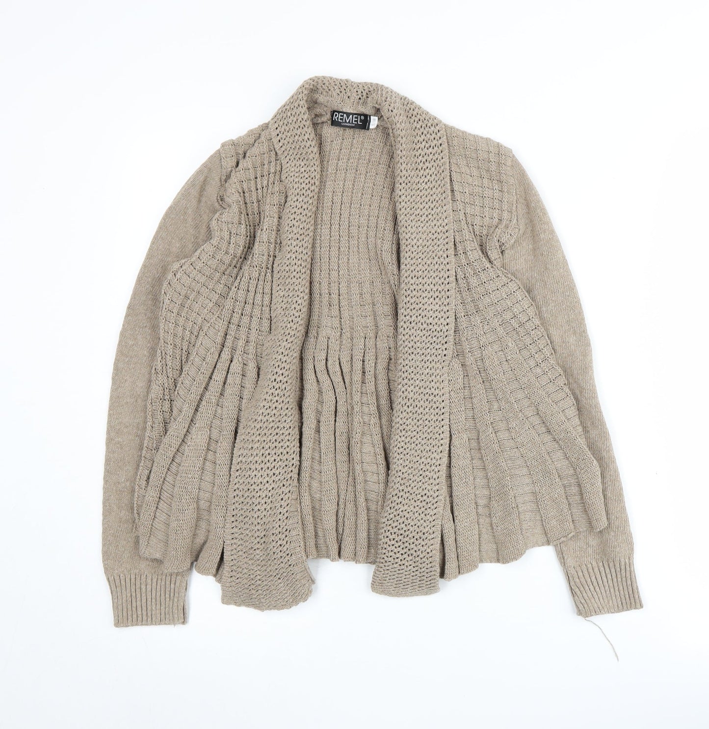 Remel London Women's Beige Cardigan S/M Open-Knit