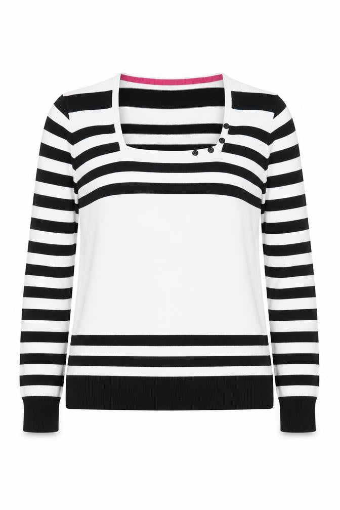M&Co Women's Black Striped Pullover Jumper Size 16