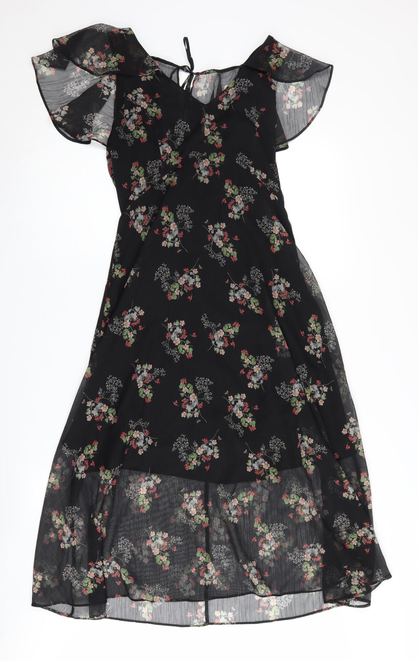 River Island Women’s Black Floral Midi Dress Size 8