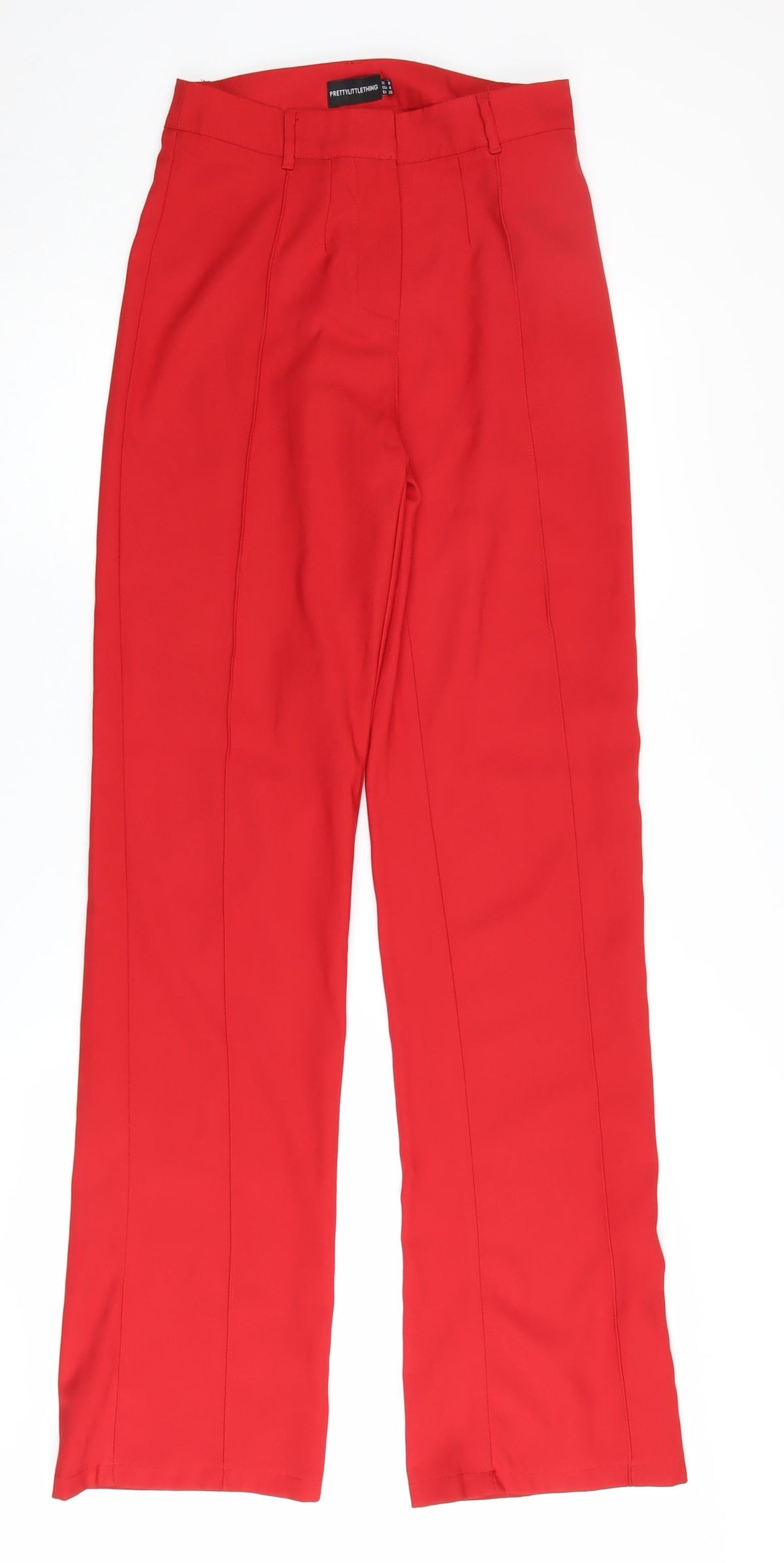 PRETTYLITTLETHING Women’s Red Trousers Size 8 Straight Leg