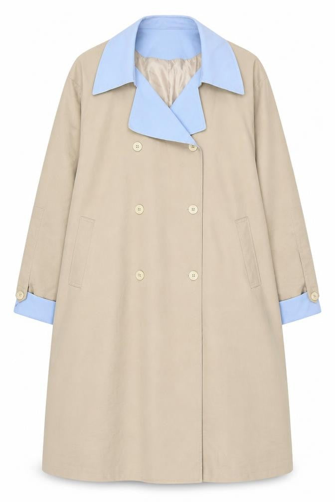 XIJIANGONI Women's Beige Trench Coat 5XL Relaxed Fit