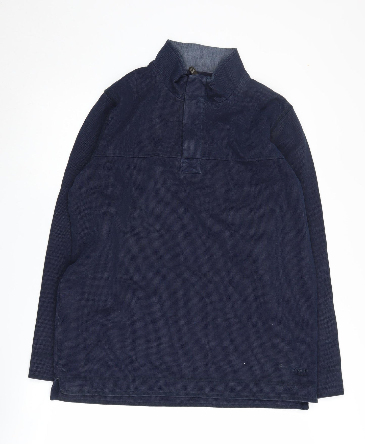 Cotton Traders Men's Blue Henley Sweatshirt M