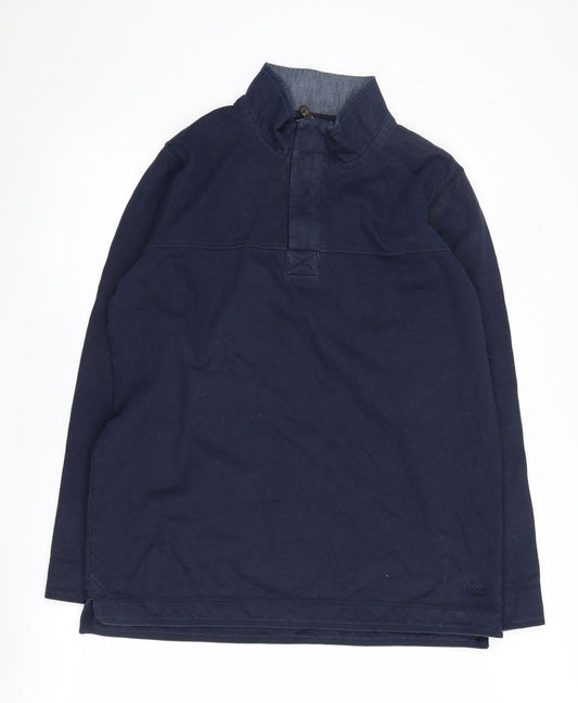 Cotton Traders Men's Blue Henley Sweatshirt M