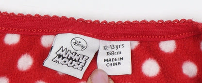 Close-up detail of Disney girls’ red pullover t-shirt, 12-13 years, minnie mouse