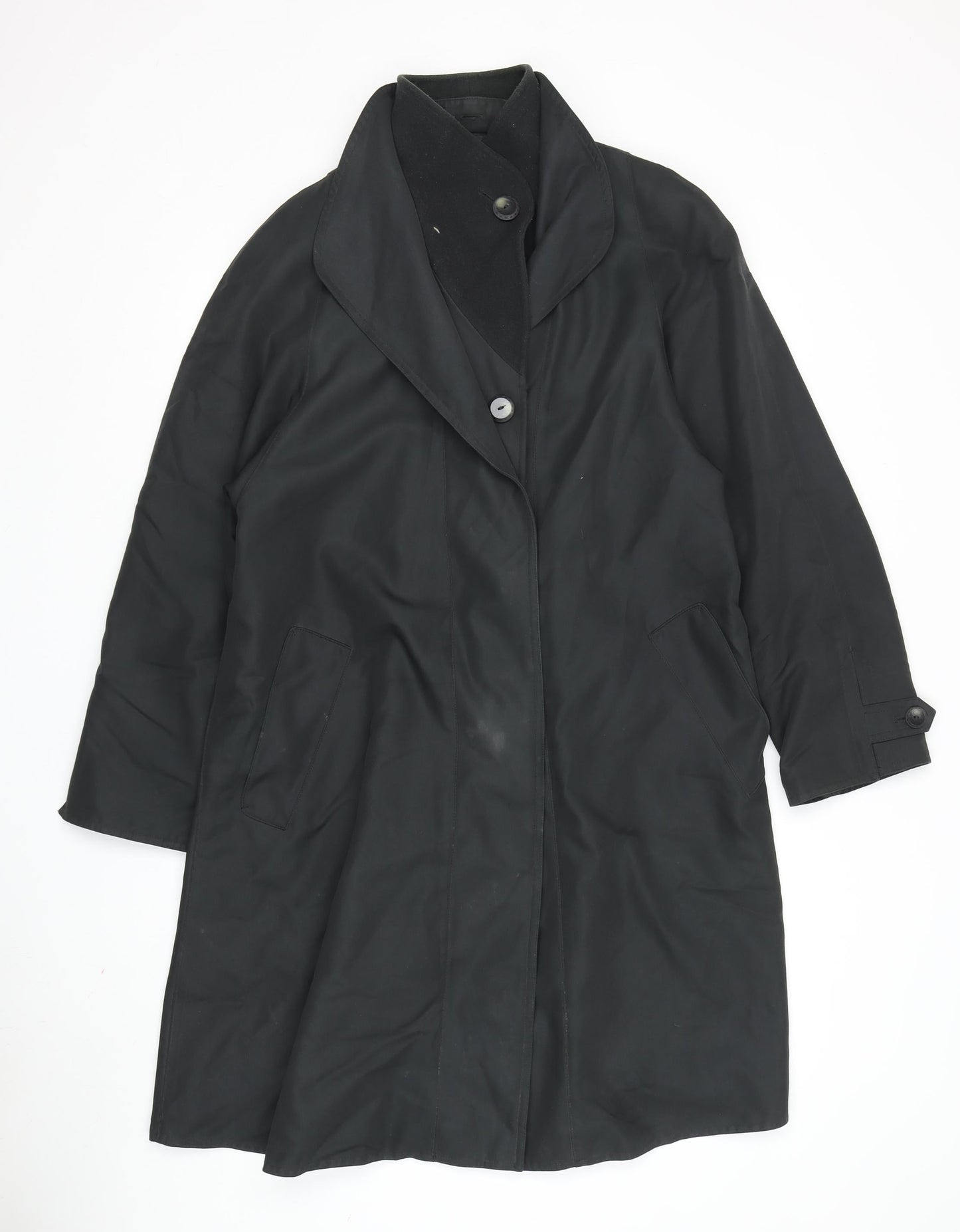 Dannimac Women's Black Long Overcoat, Size S