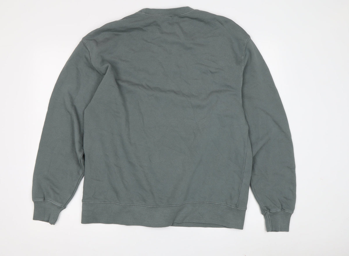Back view of Zara boys’ green crew neck pullover sweatshirt 13-14 years