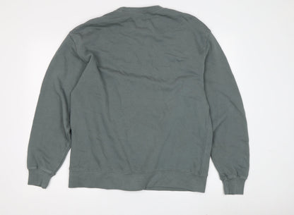 Back view of Zara boys’ green crew neck pullover sweatshirt 13-14 years