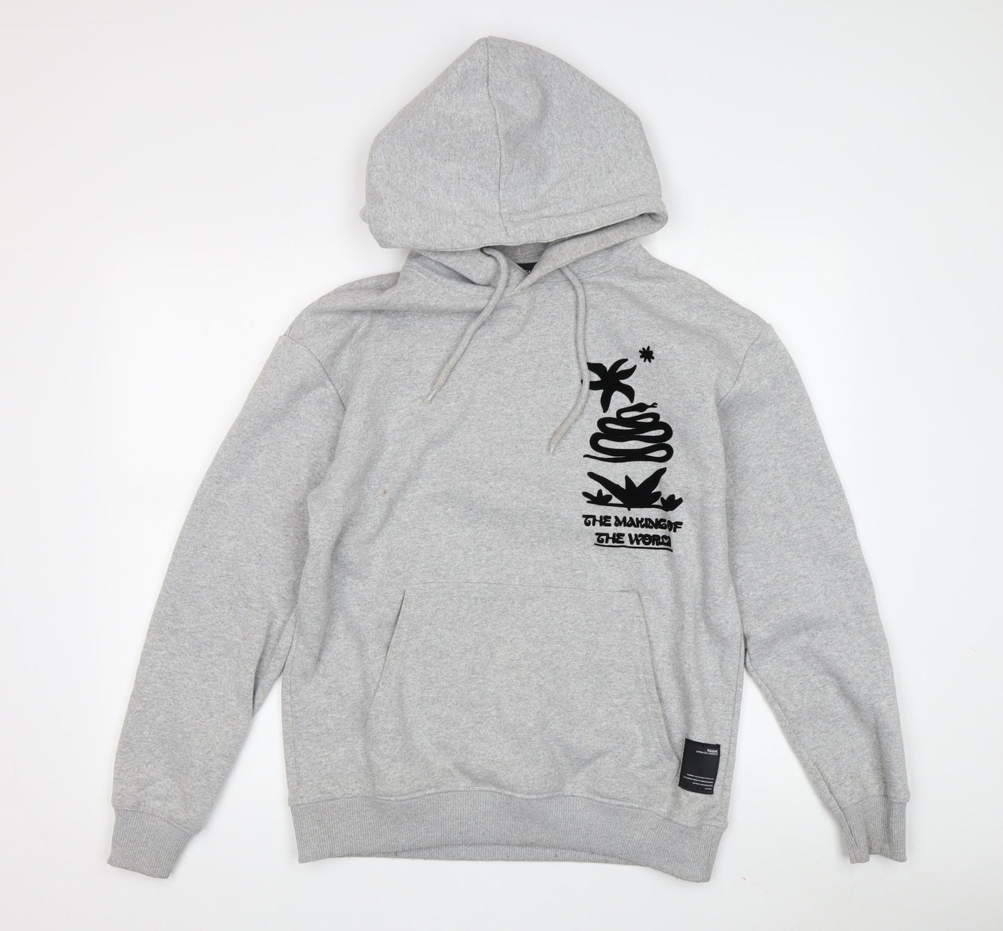 Pull&Bear Men's Grey Hoodie XS - Graphic Print Pullover